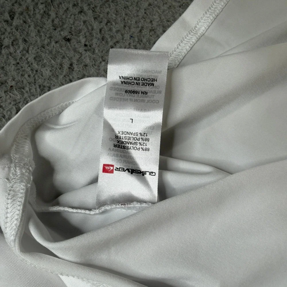 Quiksilver Rash Guard Mens L White Long Sleeve Swim Shirt UPF Protection Surf